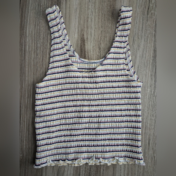 Hollister Striped Scrunched Cropped Tank Top XS - Picture 3 of 5